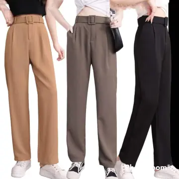 New trendy high waist trousers pants vertical wide leg women
