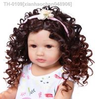 ✆♧ xianhaochen048906 Peruca de cabelo longo encaracolado para a boneca renascer moda silicone peruca boneca 48-55cm 22