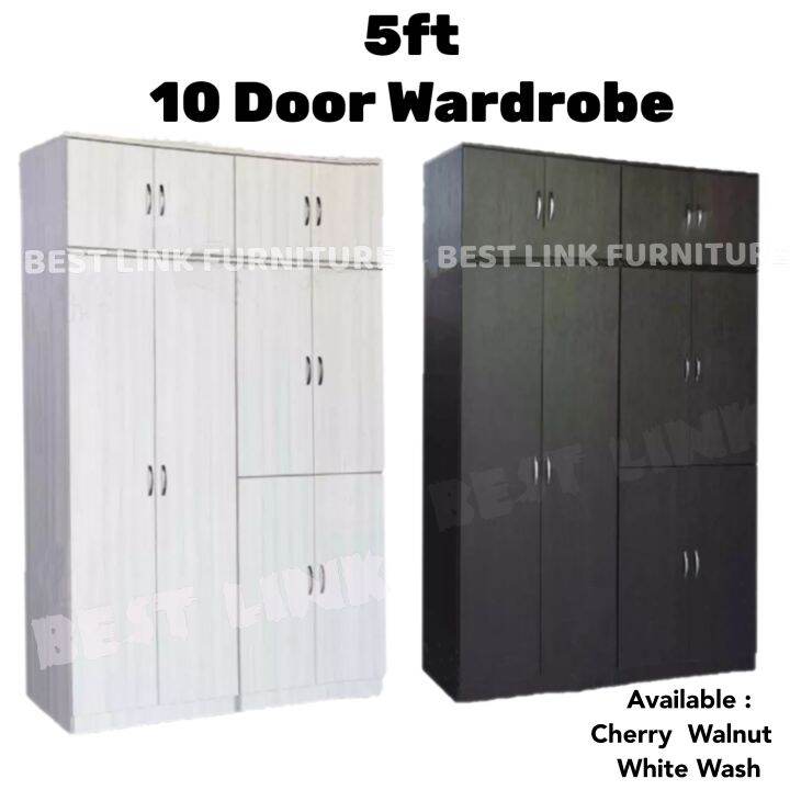 BEST LINK FURNITURE 5FT 10 DOORS WARDROBE / OPEN DOOR WARDROBE WITH TOP