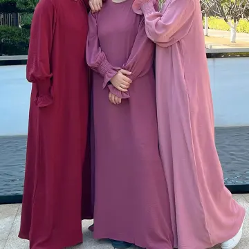 Abaya Muslim Long Dress for Women Crepe Ramadan Eid Loose Islamic Clothing  Prayer Dresses Hijab Robe