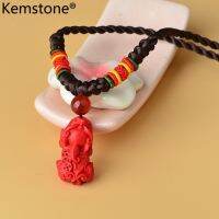 Kemstone แฟชั่นทอเชือก Vermillion สีแดงปี่เซียะโชคดีจี้สร้อยคอเครื่องประดับของขวัญสำหรับผู้หญิงสาว