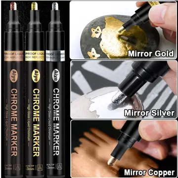 Gold Silver Bronze Liquid Mirror Chrome Markers Permanent Art Liquid Chrome  Marker Set Reflective Gloss Metallic Mirror Markers