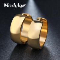 Modyle Luxury Brand High Polished Punk Hoop Earrings Women Gold Color Stainless Steel Earrings for Woman