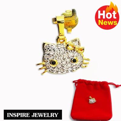 Inspire Jewelry จี้หน้าแมวฝังเพชรสวิส size 1cm.