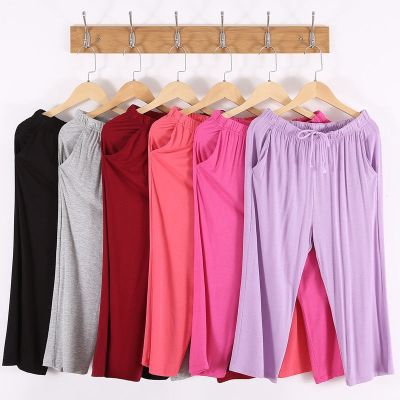 Summer Calf-Length Pants Casual Homewear Pant For Women High Elastic Pant Womens Modal Cotton Drawstring Fashion Big Size 5XL