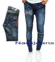 กางเกงยีนส์ชายขาเดพผ้ายืด ปักตัวอักษร แบบกระดุม SkinnyJeans (No.slim bio)