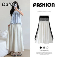 Du YAN กางเกงผู้หญิง Culottes สีขาว,กางเกงกระโปรงมีจีบนางฟ้าเส้นเล็กมีเอวสูงและขากว้าง