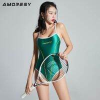 AMORESY Maia Series Green Suspender One-Piece Sexy Backless Professional Racing Surfing Bikini Swimsuit