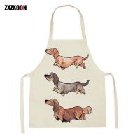 Home Cartoon Dog Pattern House Cleaning Apron for Adult Child Dachshund Dog Printed Kitchen Cooking Apron Baking Accessories Pipe Fittings Accessories