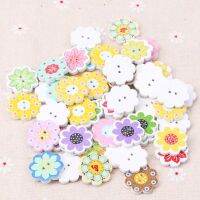 Flower Painted Buttons Wooden Scrapbooking Sewing Apparel Accessory Decoration Mixed Decorative Buttons DIY Crafts 20pcs 20mm Haberdashery