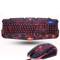 Game Keyboard and Mouse Combos Backlit USB Wired Waterproof Cool Blue Red Purple for PC Laptop