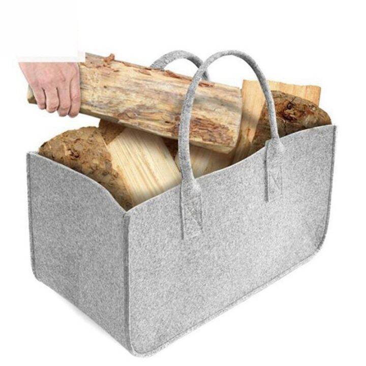 1-piece-stylish-storage-bag-newspaper-picnic-clothes-felt-firewood-basket-accessory-decoration-dark-gray