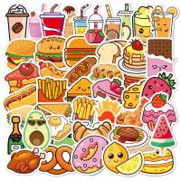 [LWF HOT]♗﹍☇ 50Pcs Cute Food Burger Fries Gourmet Stickers Luggage Laptop Decorative Cartoon Food Stickers Delicacy Graffiti Wholesale