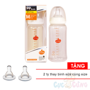 Combo Bình sữa Wesser Nano Silver cổ thường 250ml Tặng 2 ty binh sua cùng