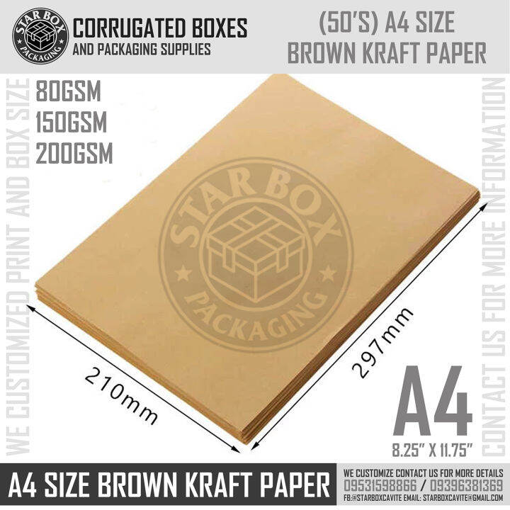 Starbox A4 Size Kraft Paper Inkjet Kraft Paper 8.25"X11.75" 80gsm