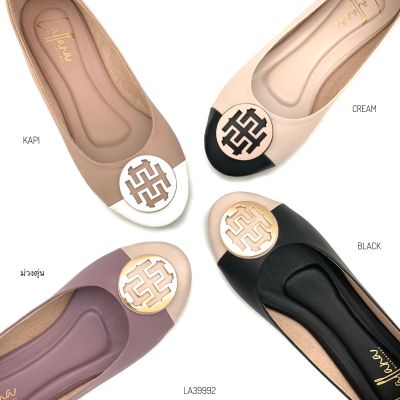 HaloBangkok รองเท้า Flat Shoes หนังไมโครไฟเบอร์ รุ่น LA39992