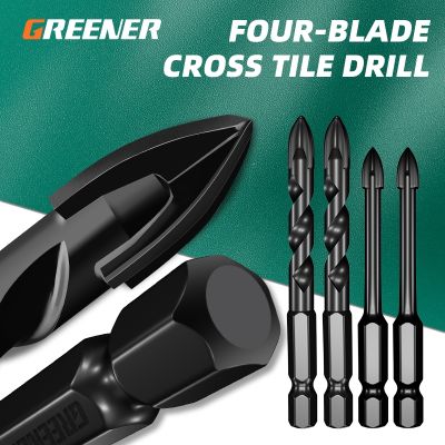 GREENER Tungsten Carbide Glass Drill Bit Set Alloy Carbide Point with 4 Cutting Edges Tile amp; Glass Cross Spear Head Drill Bits