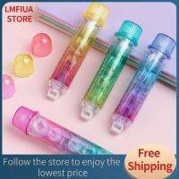 LMFIUA STORE แห้งเร็วเทปลบคำผิดไล่ระดับสีรุ้งพร้อมกาวสองในหนึ่งเครื่องเขียนพกพาอุปกรณ์สำนักงานแก้ไขสีขาว