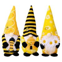 Bee Gnomes Decorations Striped Bee Festival Doll Plush Stuffed Ornaments Festival Gifts Garden Home Farmhouse Kitchen Collection cool