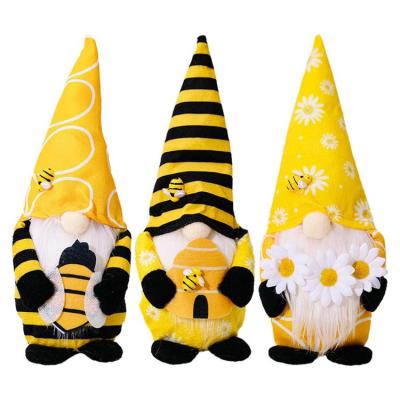 Bee Gnomes Decorations Striped Bee Festival Doll Plush Stuffed Ornaments Festival Gifts Garden Home Farmhouse Kitchen Collection regular