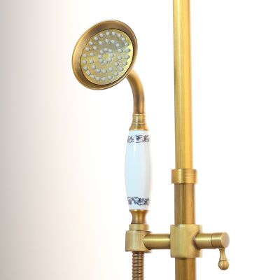 KEMAIDI ฝักบัวอาบน้ำย้อนยุคทองเหลืองโบราณ (2023 F073918680) ปริมาณน้ำฝนที่ติดตั้งบนผนังก๊อกน้ำหัวฝักบัวชุดฝักบัวเครื่องทำน้ำร้อนในห้องน้ำ