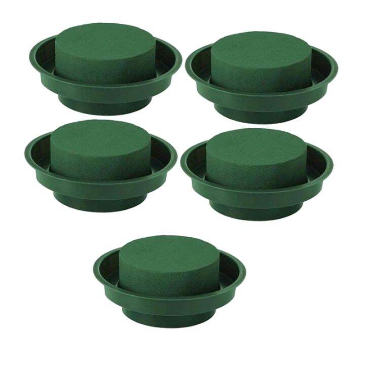 5 Pack DIY Flower Arrangement Kit Green Round Wet Floral Foam with Bowl
