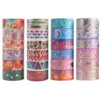 12Rolls Flower Gold Washi Tape Kawaii Masking Tape Decorative Adhesive Tape Sticker Scrapbooking Journaling Diary Stationery TV Remote Controllers