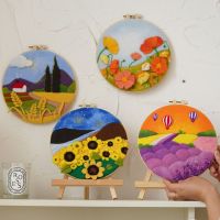 ‘；【。 Hot Wool Needle Embroidery Kit Creative Cross Stitch Picture Kit DIY Wool Needle Felt Picture Handmade Craft Painting Ornament