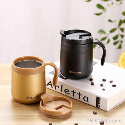 ▼ gsger Caneca de café aço inoxidável copo vácuo isolado garrafa térmica com filtro gotejamento dobrável reutilizável dripper