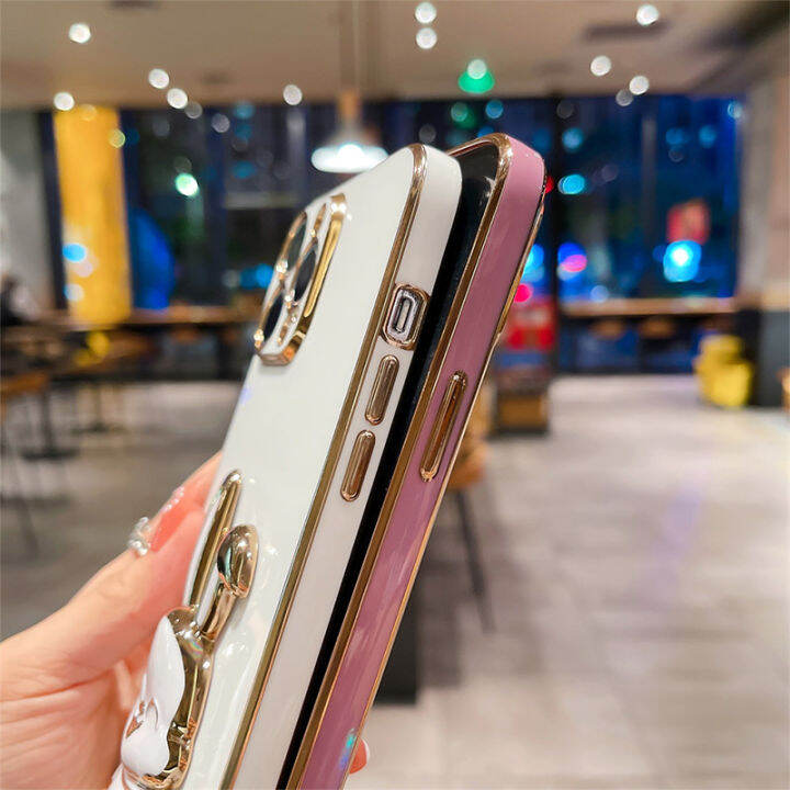 ybdเคสโทรศัพท์ใหม่สไตล์เข้ากันได้สำหรับ-infinix-smart-6-smart-6-hd-เคสการ์ตูนน่ารัก3dลายกระต่ายยิ้มกรอบนุ่มขาตั้งพับได้