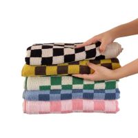 Retro Color Long-Staple Cotton Skin-Friendly Towels Sets Checkerboard Plaid Face Bath Towels Soft Absorbent Hand Hair Towels Towels