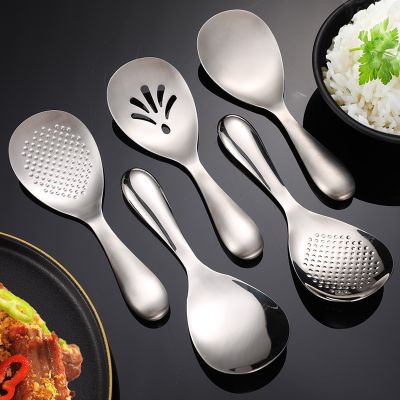 ﹉℗ 304 Stainless Steel Rice Spoon Hollow Handle Non-stick Rice Home Restaurant Rice Spoons Kitchen Items