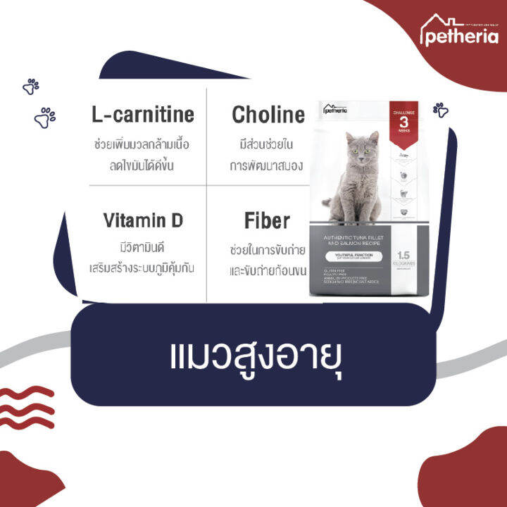 พร้อมส่ง-petheria-innovation-cat-food-gluten-free-กลูเตนฟรี-1-5-kg-สำหรับแมวสูงอายุ-7-ปี