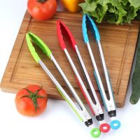 Silicone Food Tongs Non-slip Clip Clamp BBQ Salad Tools Grill Accessories