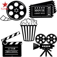 SZWL 5pcs Wall Art Sign Wall Hanging Movie Ticket Popcorn Projector Fill Light Set For Movie Theater Decoration