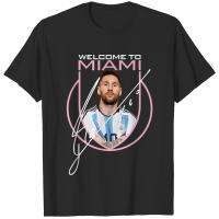 Lionel Messi ยินดีต้อนรับสู่ Inter Miami Signature T Shirts Messi ใน Miami Inter Miami Fc Soccer เสื้อยืด แฟชั่นแขนสั้นผ้าฝ้าย