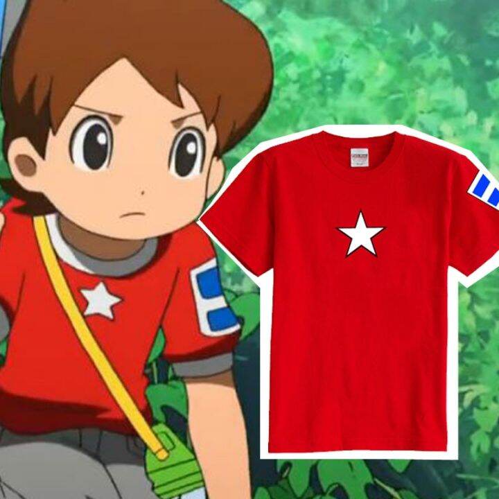 free-shipping-8color-yo-kai-watch-keita-amano-nate-cosplay-red-short-sleeve-t-shirt-for-kids-child-summer-shirt-top