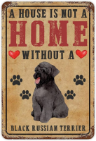 Lupeishop Black Russian Terrier ป้ายโลหะ Dog Memorial Retro ป้ายดีบุก Vintage Farmhouse ป้ายอลูมิเนียม-บ้านไม่ใช่บ้านที่ไม่มีมัน