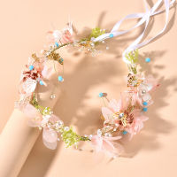 Wedding Flower Headband Faux Garland Floral Romantic Bohemian Pearl Crowns