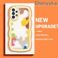 Chenyyka เคส A04s A13กาแลคซี5G ลายการ์ตูนสวยงามดีไซน์ใหม่สีครีมขอบคลื่นนุ่มโปร่งใสลายกล้องถ่ายรูปเคสมือถือกันกระแทกแบบใสเรียบง่ายปลอกป้องกันอ่อนโยน