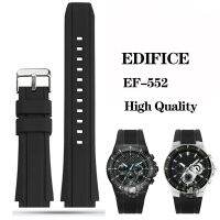 【Jump】 EF552ยางกีฬานาฬิกาวงสำหรับ Casio Edifice EF 552 Watch Bands EF 552D 1A ผู้ชาย39; S สร้อยข้อมือซิลิโคนสแตนเลสหัวเข็มขัด25x20mm