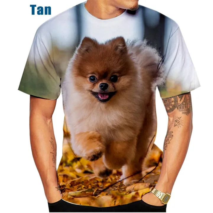 เสื้อยืดคอกลมพิมพ์ลาย3d-สุนัขปอมเมอเรเนียนน่ารักและตลกสำหรับฤดูร้อน