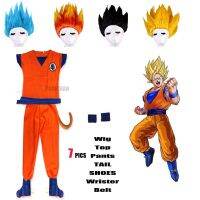 【Hot】2022ชุดวันหยุดชุด Son Goku Carnival อะนิเมะชุดคอสเพลย์ด้านบน/กางเกง/เข็มขัด/หาง/เขียน/วิกผมสำหรับเด็กผู้ใหญ่7ภาพ