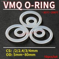 ✎℗☁ 10pcs Thickness 2/2.4/3/4mm White Rubber Seal Ring OD 5-80mm Heat-Resistant Food Grade Silicone O-Ring