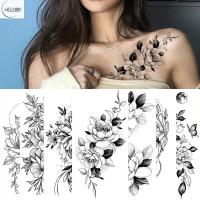 Helล็อบบี้ผู้ชายเพิ่มขึ้น DIY Tatouage Temporaire กันน้ำสีดำดอกไม้รอยสักปลอมสติกเกอร์ศิลปะร่างกายรอยสักชั่วคราวสำหรับร่างกายแขนขา