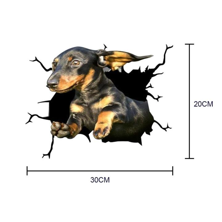 6ชิ้นสติกเกอร์ติดรถลาย3d-สุนัขสัตว์เลี้ยงแตกสติกเกอร์ติดรถยนต์ลายสุนัขแบบทำมือสติกเกอร์ท้ายรถท้ายรถรูปลอกสัตว์เลี้ยงแต่งรถ