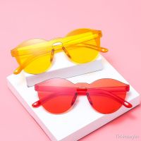 【hot】﹍❐๑  FOENIXSONG Fashion Rimless Transparent Sunglasses UV400 Oval Frameless Glasses Pink Eyewear