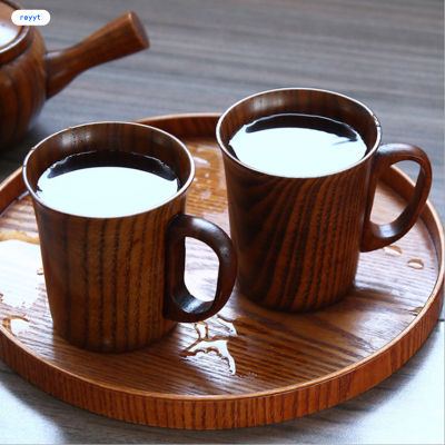GHJ แก้วเบียร์กาแฟไม้ถ้วยน้ำดื่มไม้กันรั่วสำหรับดื่มทุกวันสำนักงานบ้าน