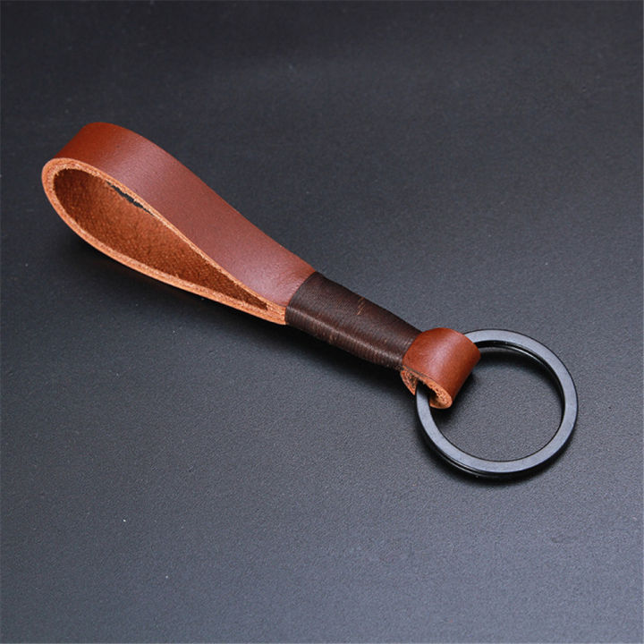 พวงกุญแจพวงกุญแจย้อนยุคพวงกุญแจแฮนด์เมดแนวย้อนยุคพวงกุญแจเชือกหนังแท้-cowhide-พวงกุญแจของขวัญโลหะ