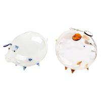 2x Pig Piggy Bank Money Boxes Coin Saving Box Cute Transparent Glass Souvenir Birthday Gift Blue &amp; Brown